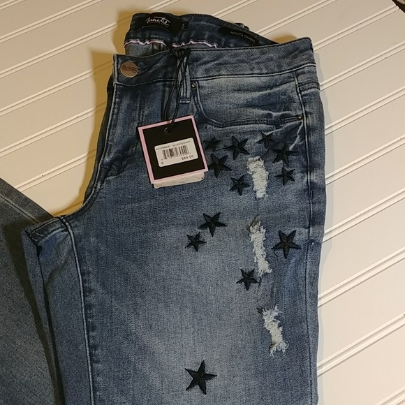 Nanette Lepore Nolita Skinny π Embroidered Jeans - Picture 2 of 13